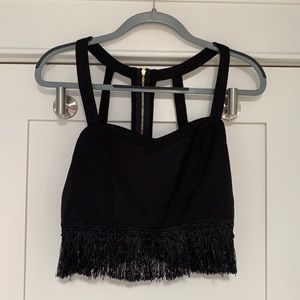 LF Black Fringe Crop Top